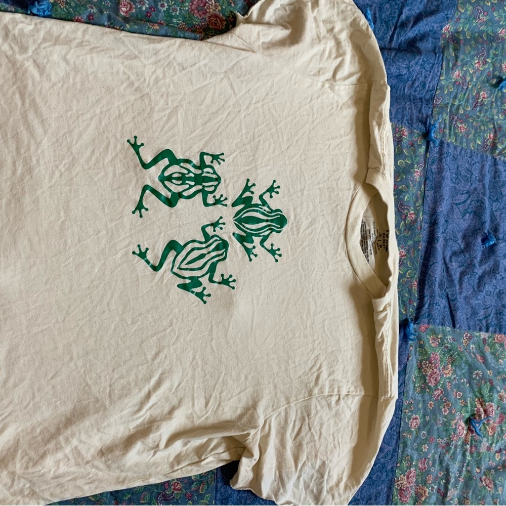 Cream colored frog shirt bought from thrift store